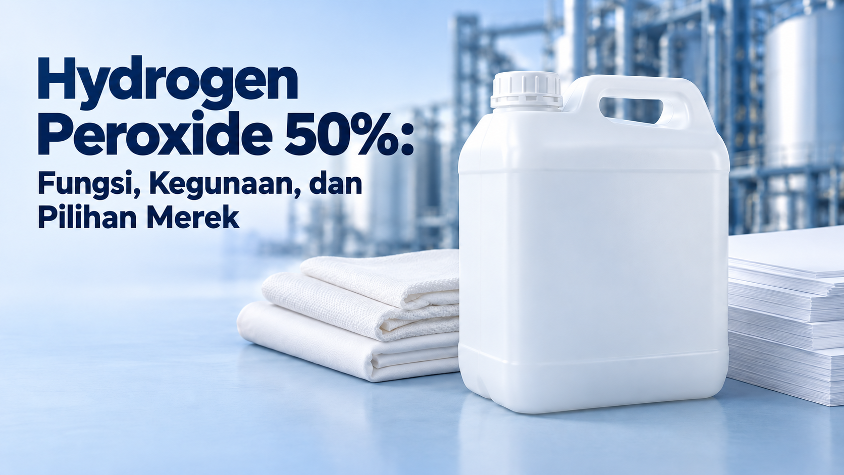 Hydrogen Peroxide 50%: Fungsi, Kegunaan, dan Pilihan Merek, dengan ilustrasi jeriken industri